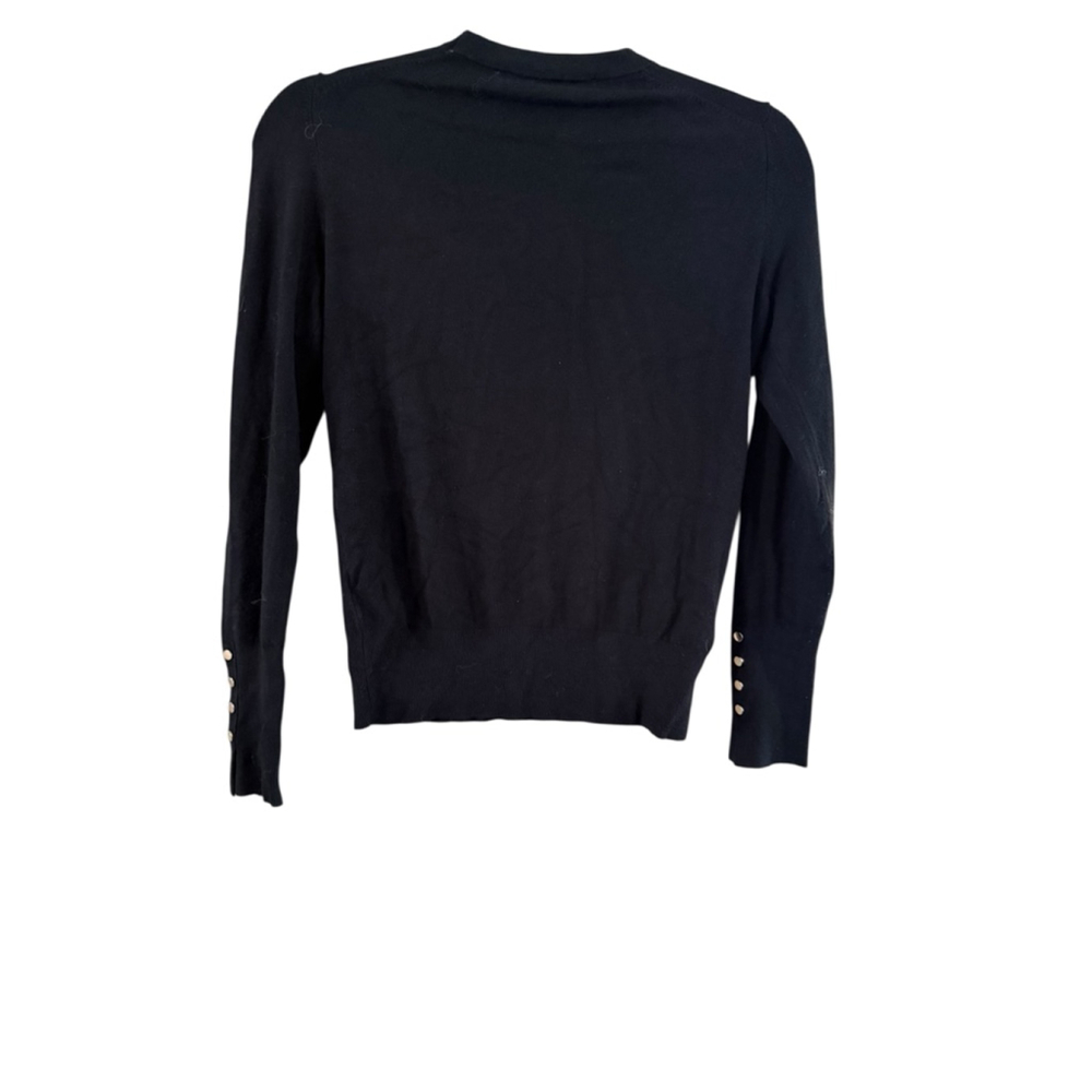 Women's Zara Black Gold Button Crew Neck Sweater M - Picture 8 of 8